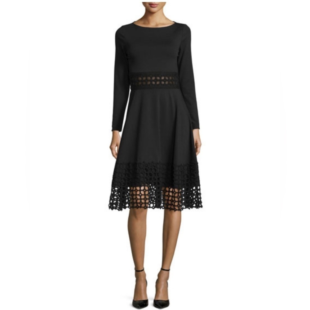 Lela Rose Crochet Hem Fit and Flare Dress Size 4